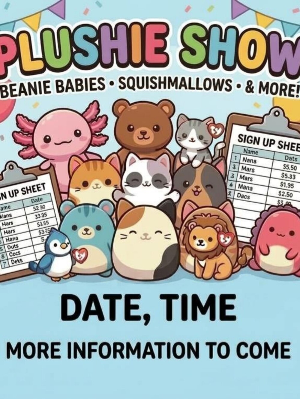 Plushie Show SignUp Sheet